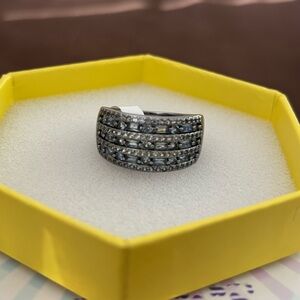 Silver and Black Multi-Row Ring